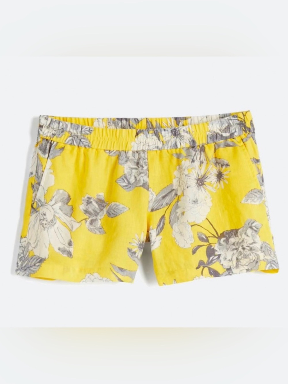 Kut from the Kloth Yellow Floral Elastic-Waist Athletic Shorts